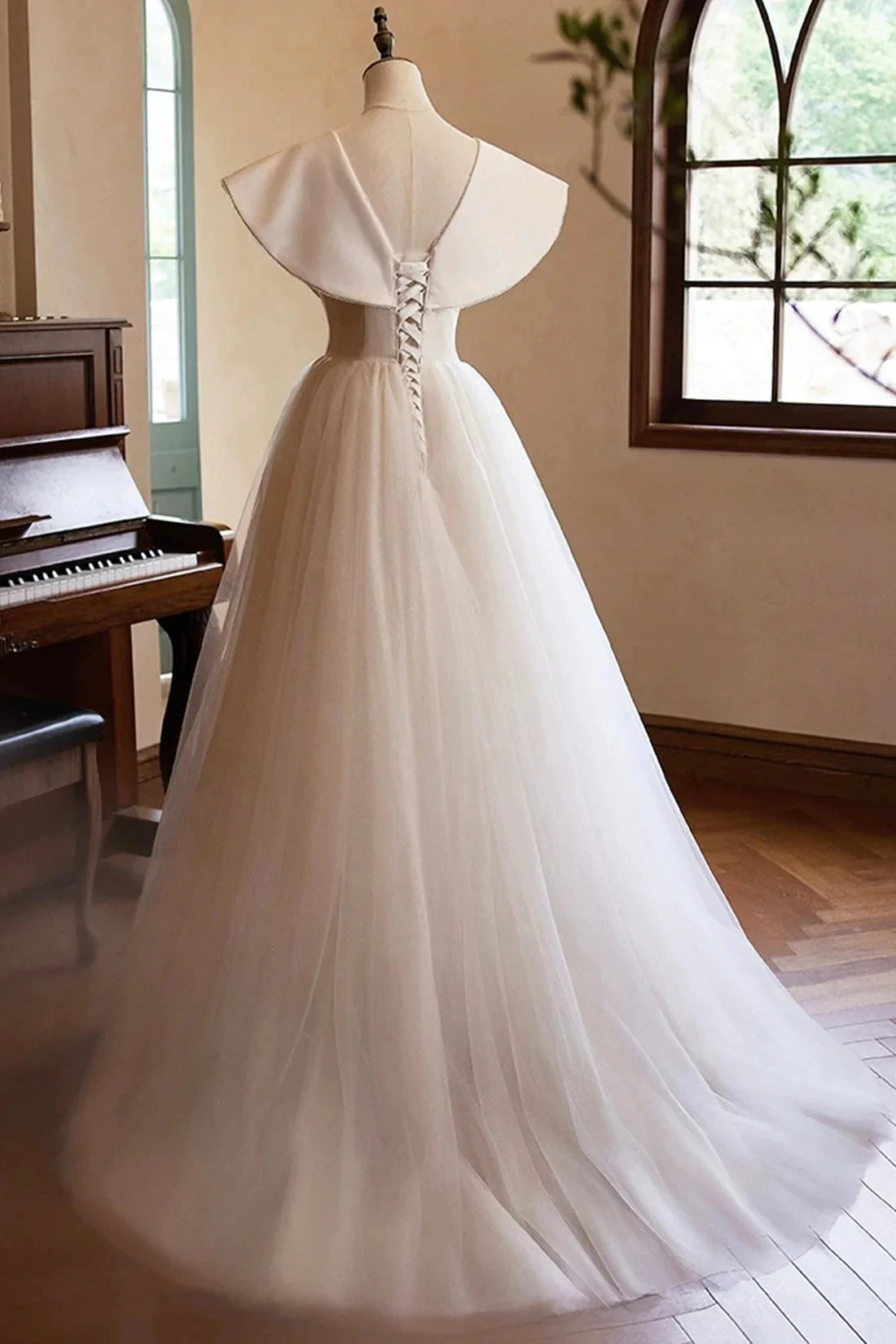 Lovely Long Prom Dresses, A-Line Princess V-Neck Bow Sleeveless Backless Formal Dressessimple gentle atmospheric and unique desi Bring summer by YiHuiw