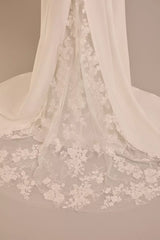 Luminous Satin Mermaid Off-the-Shoulder 3D Lace Sequin-Tulle Train High-Slit Wedding Dress