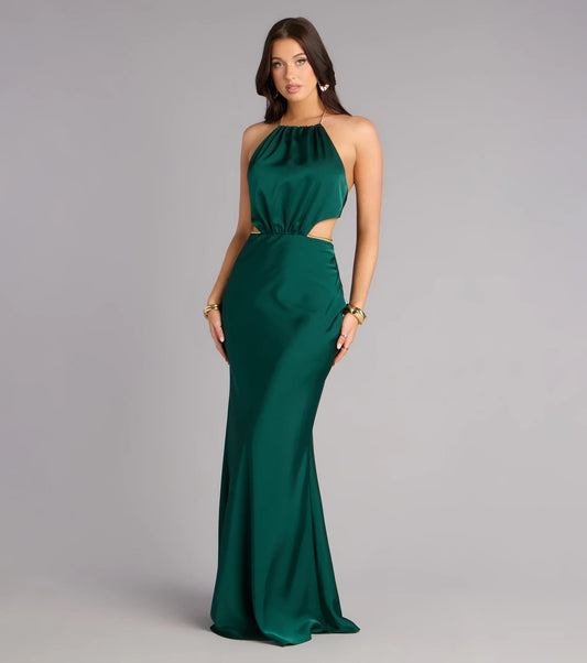 Mermaid Halter Sleeveless High Slit Floor-Length Wedding Dress - Yihuiw by Yihuiw