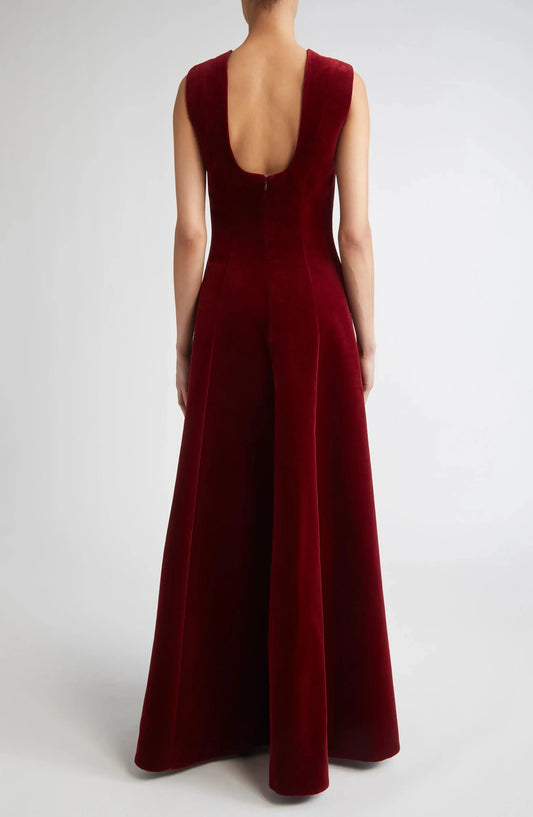 Luxe A-Line Crew Neck Sleeveless Scoop Back Floor Length For Sale Prom Dress by YiHuiw
