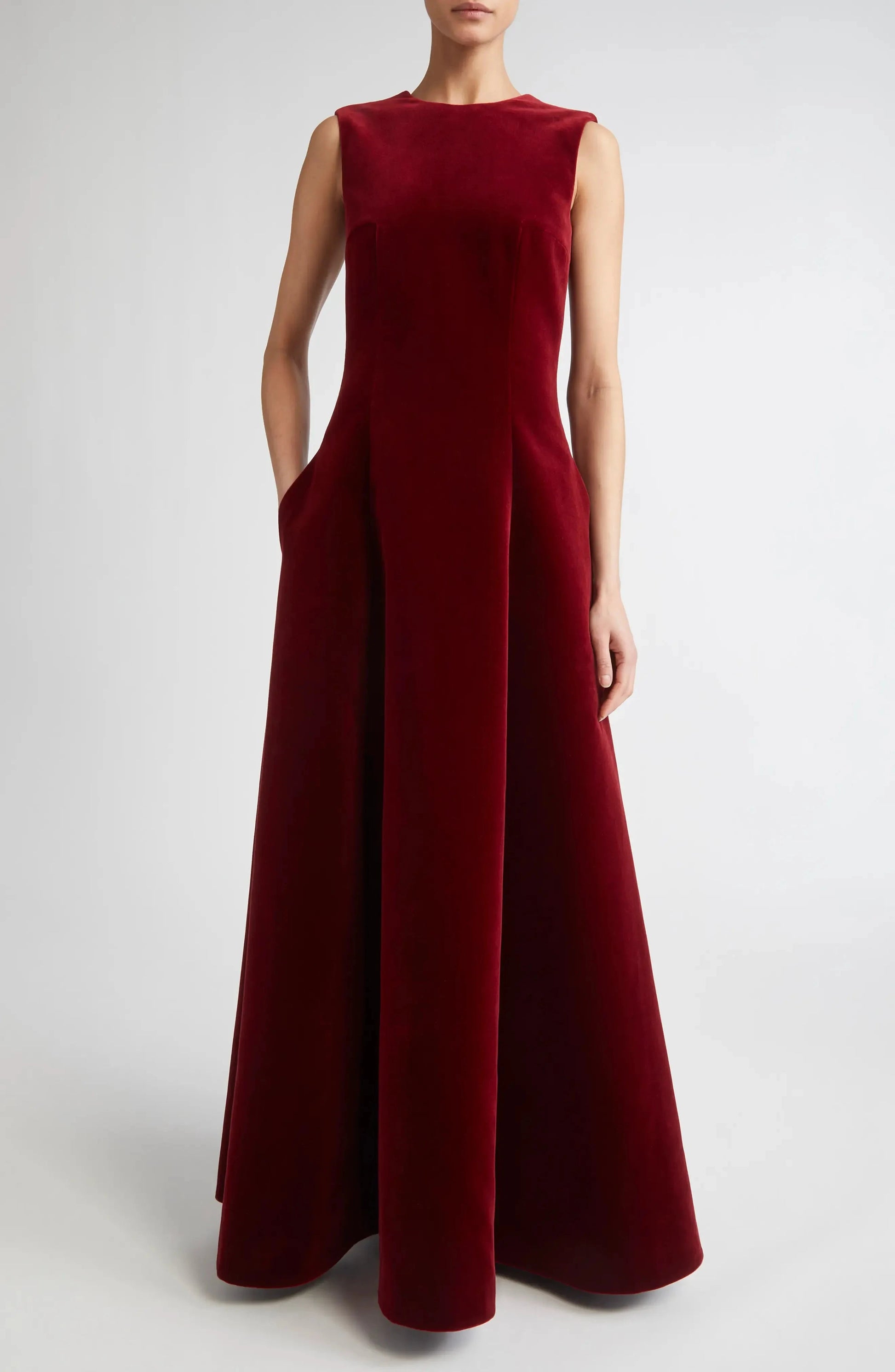 Luxe A-Line Crew Neck Sleeveless Scoop Back Floor Length For Sale Prom Dress by YiHuiw