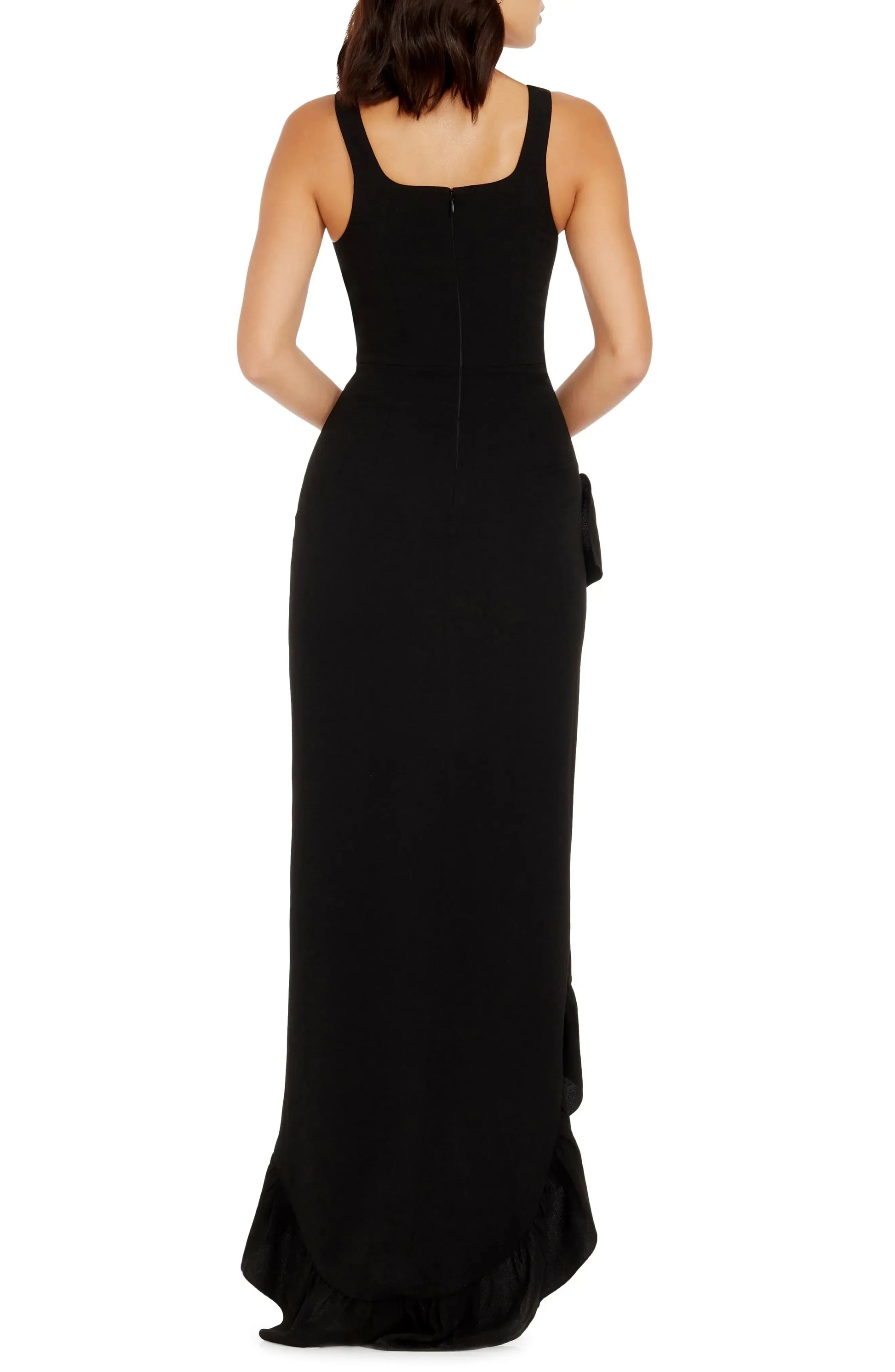 Luxe Bodycon Square Neck Sleeveless Zipper Back High Low For Adults Evening Dress by YiHuiw