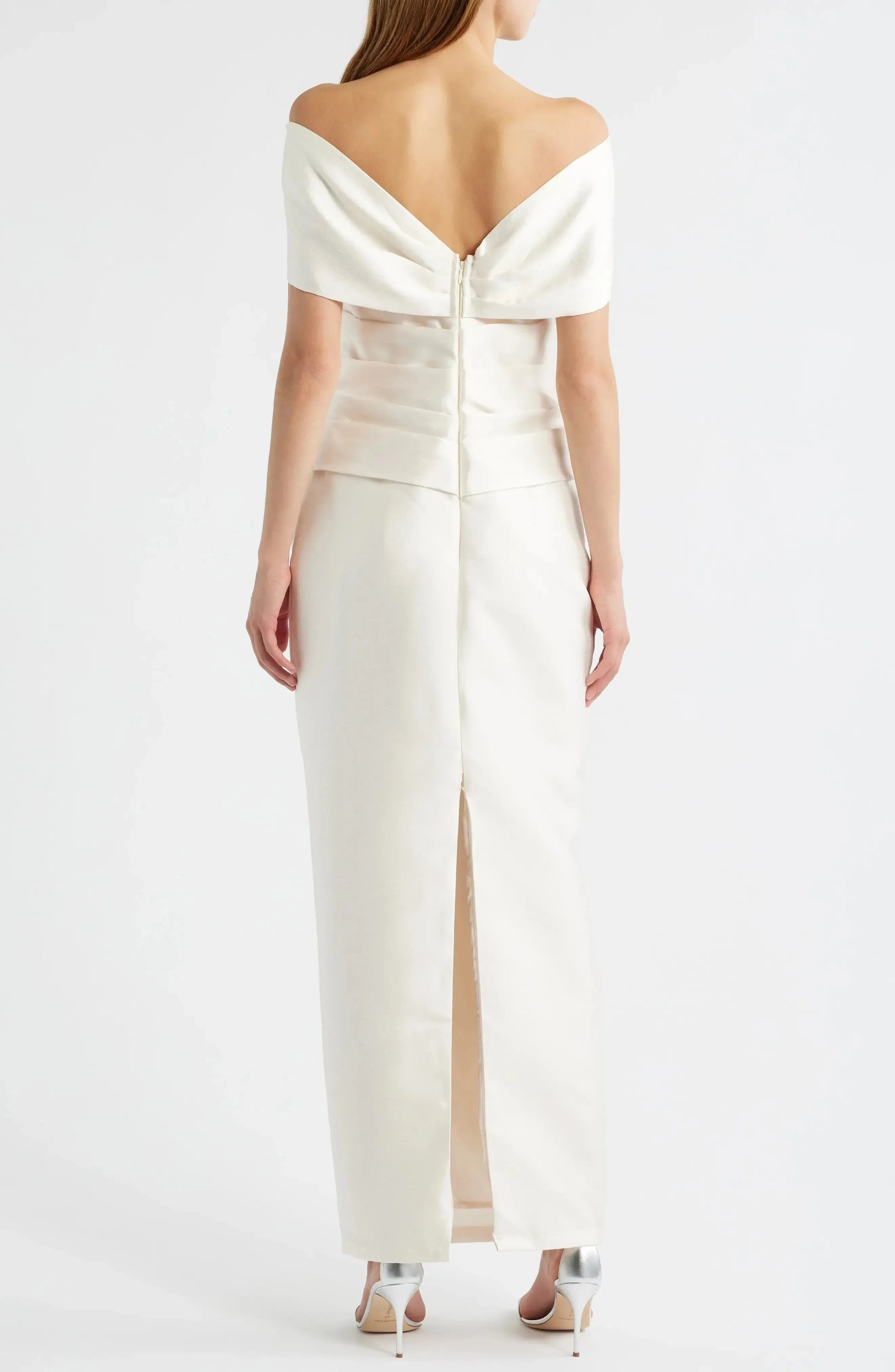 Luxe Ruched Off the Shoulder Sleeveless Zipper Back Floor Length Female Evening Dress by YiHuiw