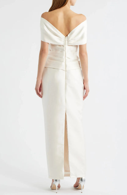 Luxe Ruched Off the Shoulder Sleeveless Zipper Back Floor Length Female Evening Dress by YiHuiw