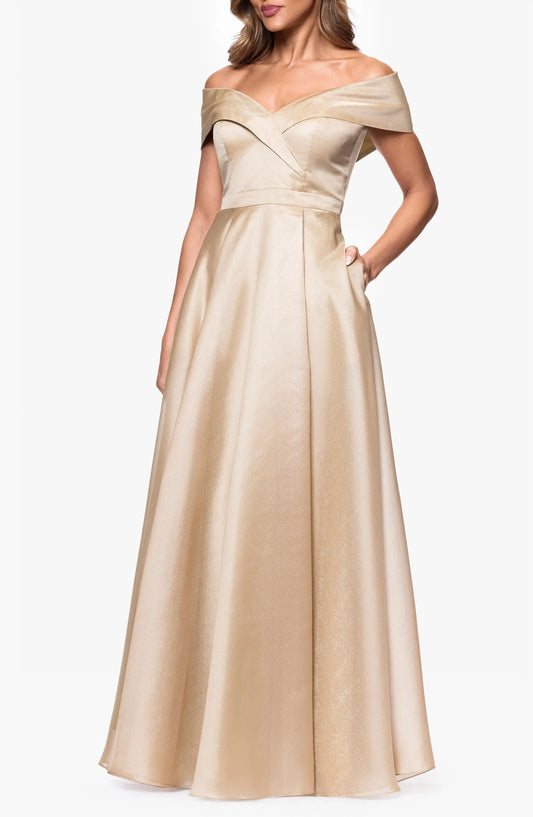 Luxe Satin A-Line Off the Shoulder Short Sleeve Zipper Back Floor Length For Women Prom Dress by YiHuiw