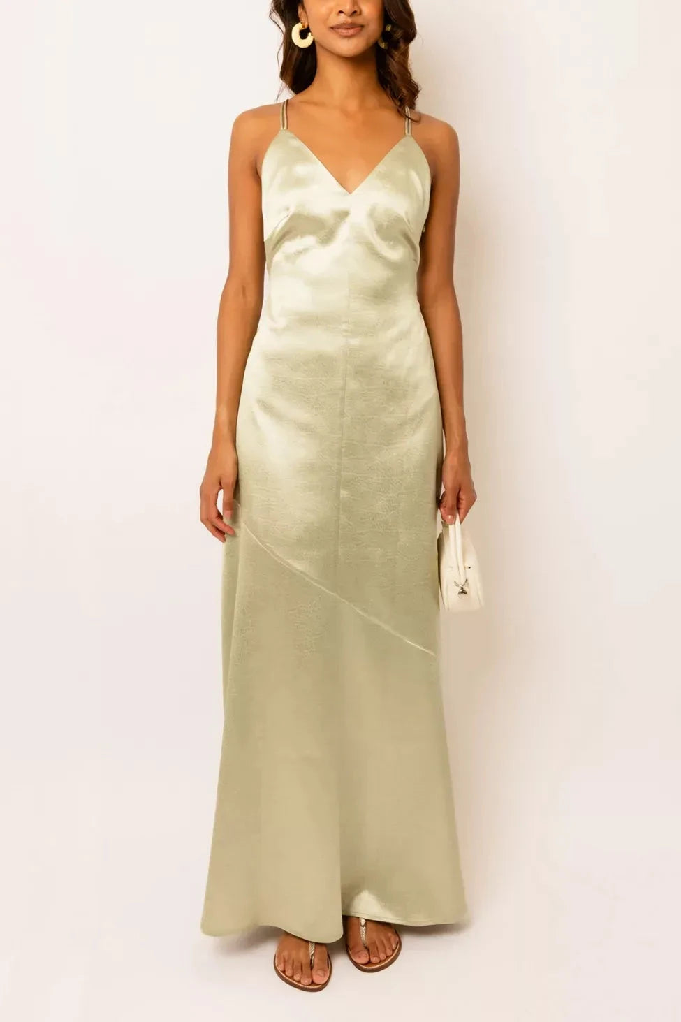 Luxe Sheath Deep V Sleeveless Crisscross Back Floor Length For Women Prom Dress by YiHuiw