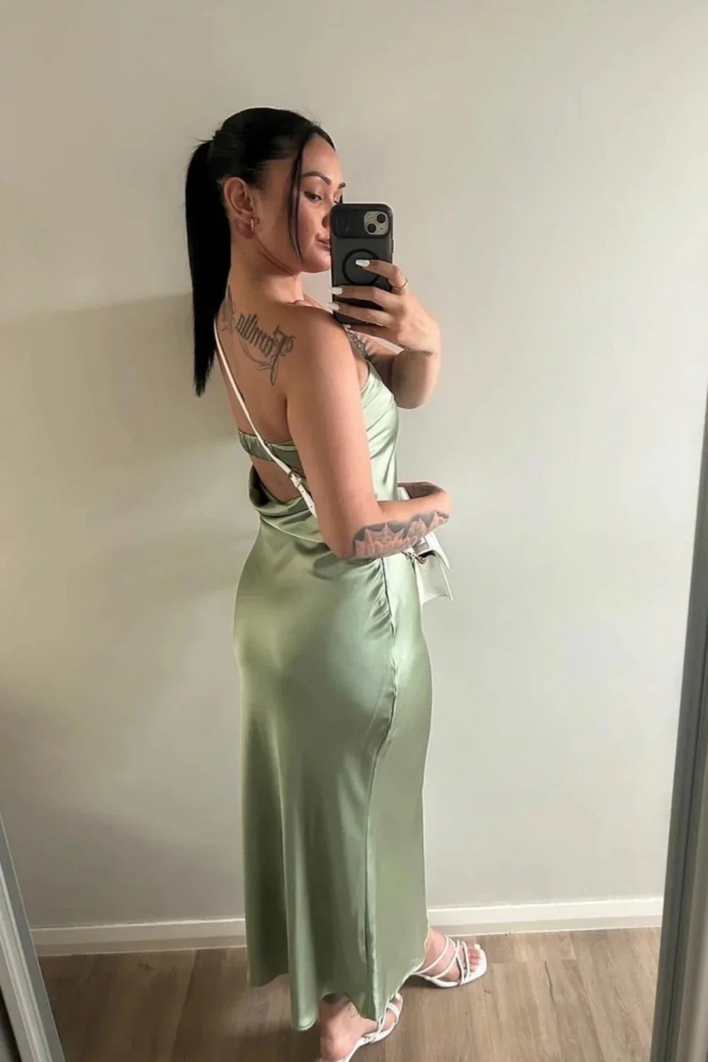 Luxe Satin Strapless Cutout Back Maxi Prom Dress with Body-Skimming Fit by JiMiss Dresses