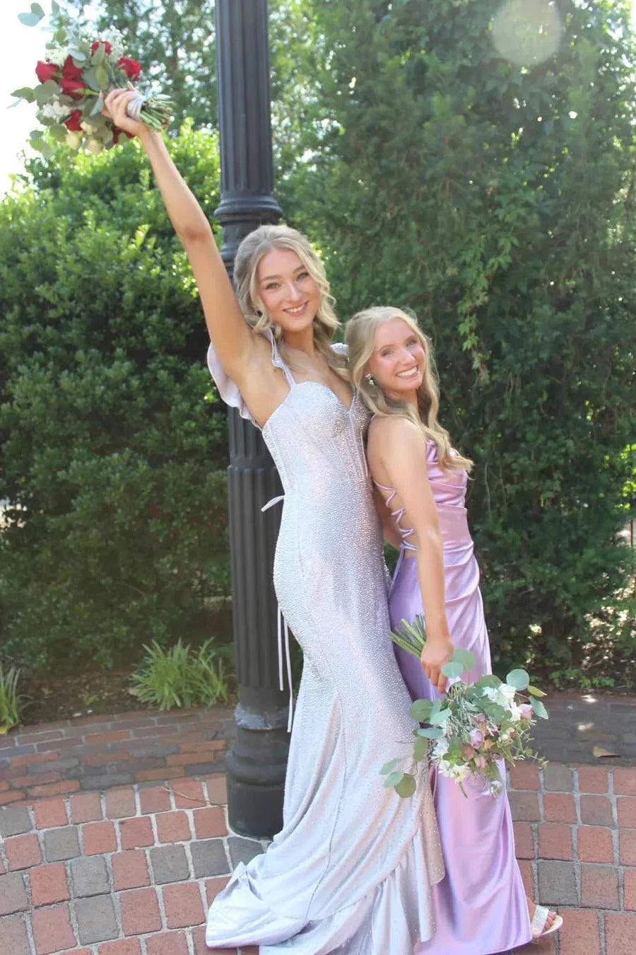 Luxe Satin Strapless Sweetheart Ruched Mermaid Prom Dress with Crisscross Open Back High Slit & Train by JiMiss Dresses