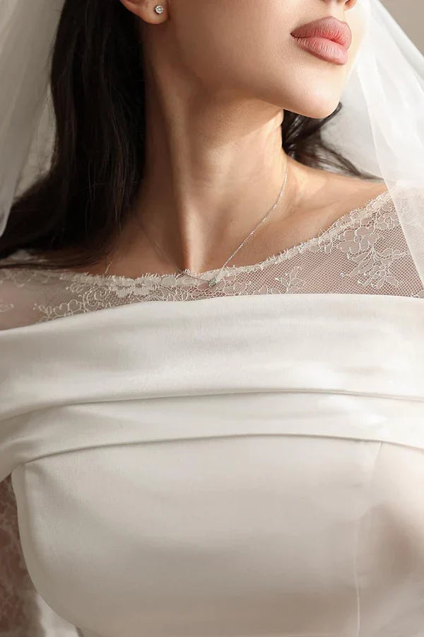 Mermaid Off-Shoulder Lace Floor-Length Wedding Dress - Yihuiw by Yihuiw