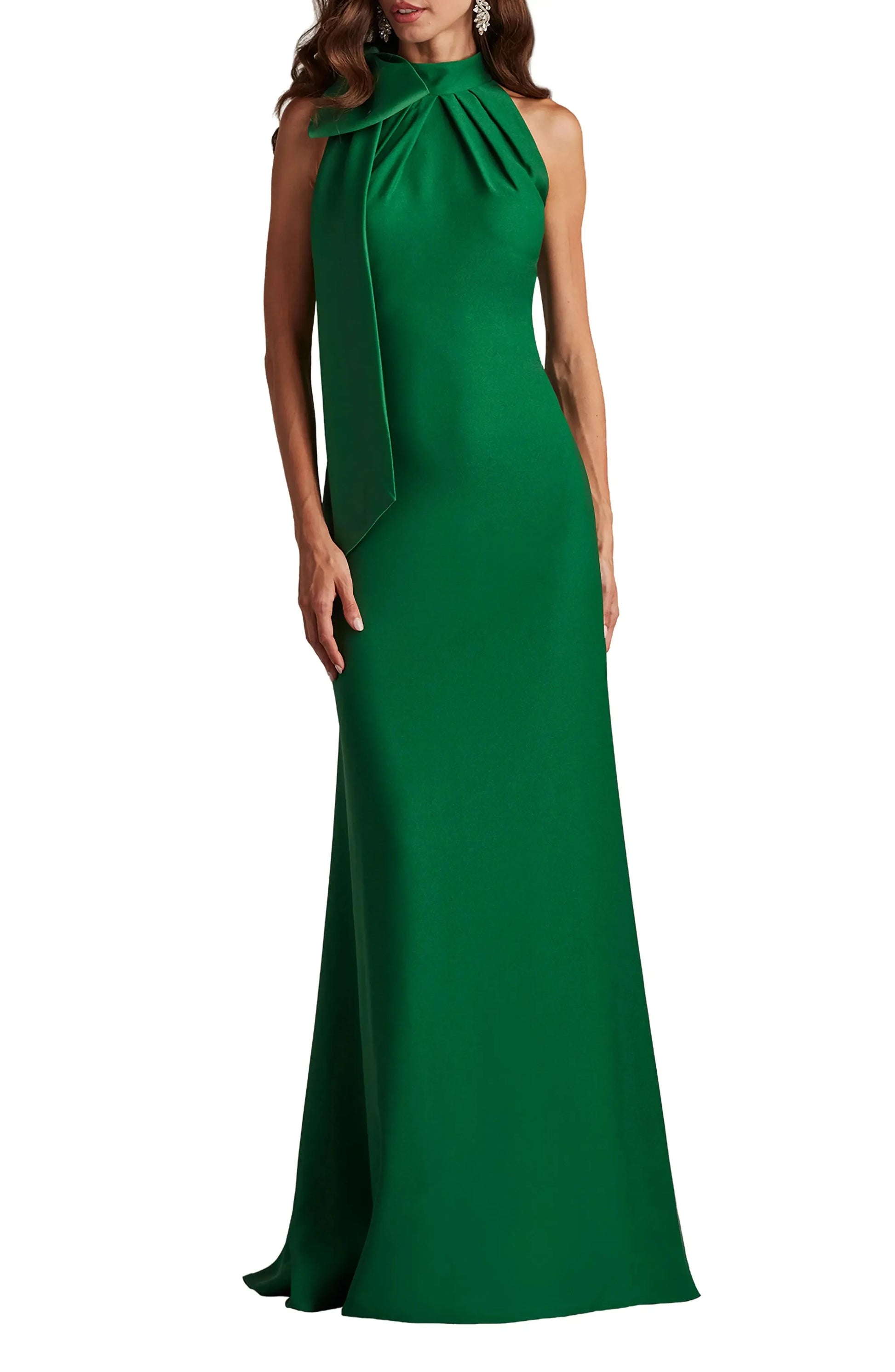 Luxurious Trumpet Halter Neck Sleeveless Bow Back Maxi For Adults Evening Dress by YiHuiw