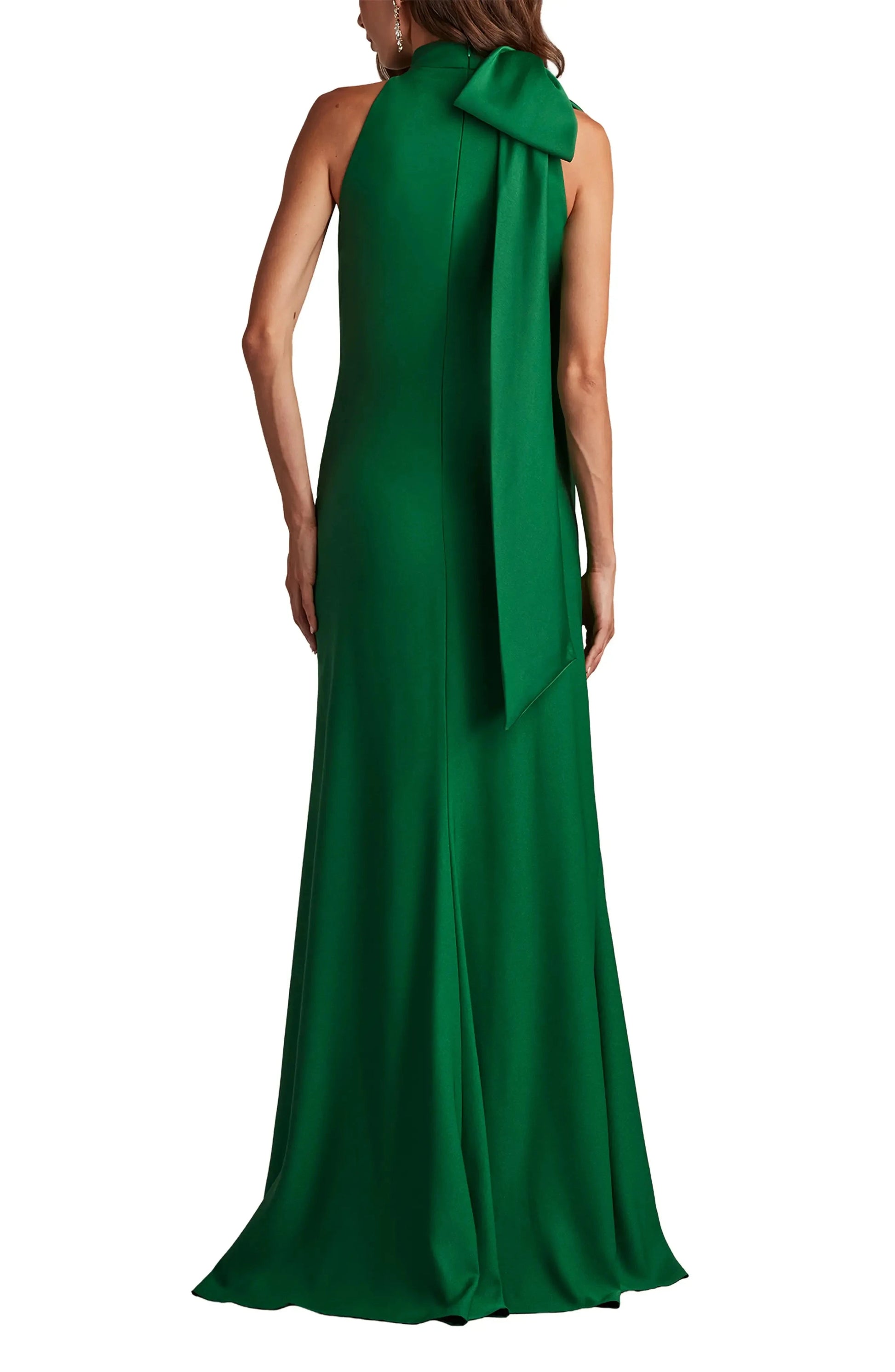 Luxurious Trumpet Halter Neck Sleeveless Bow Back Maxi For Adults Evening Dress by YiHuiw