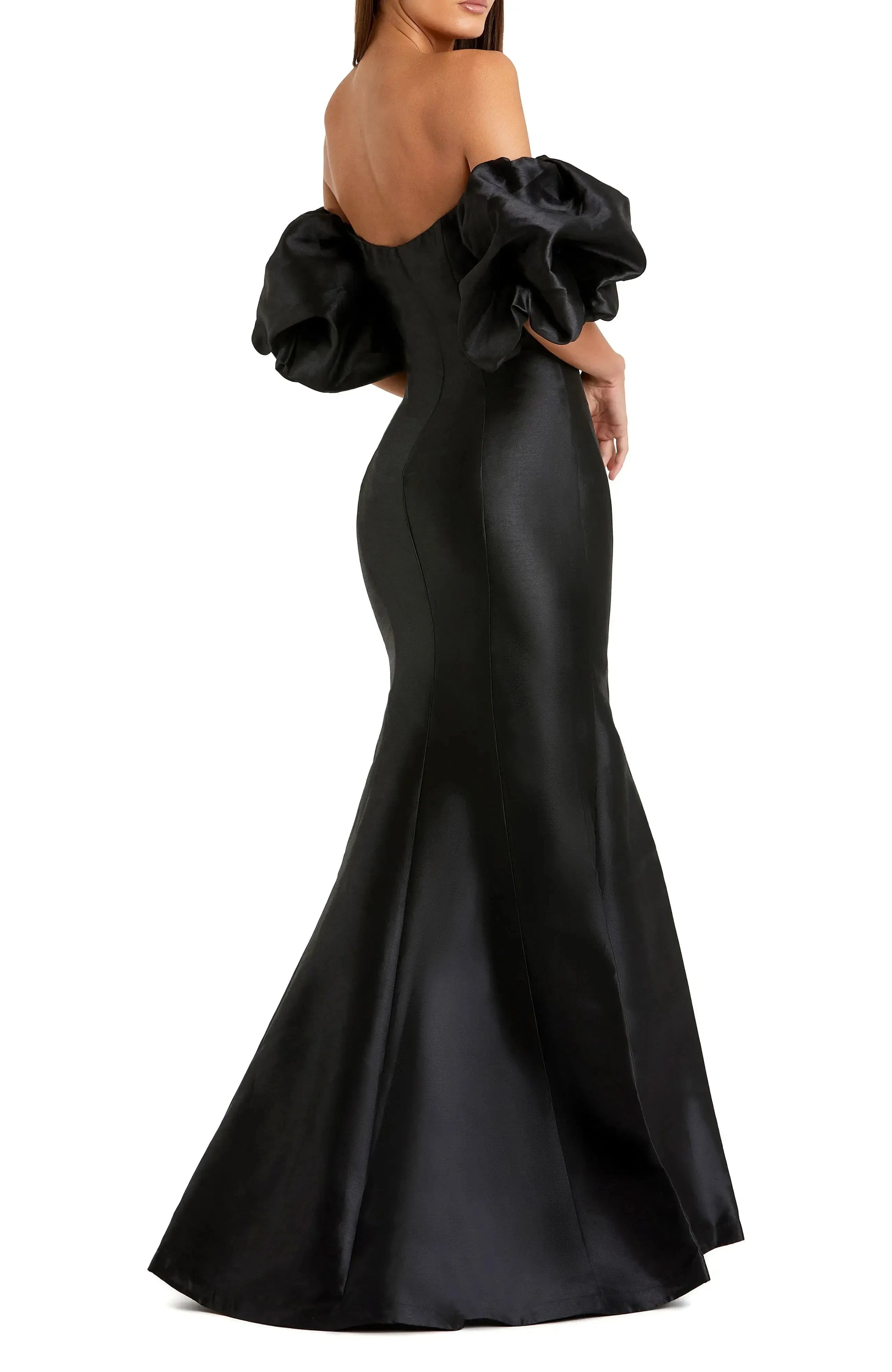 Luxurious Trumpet Off Shoulder Puff Sleeve Open Back Maxi For Women Evening Dress by YiHuiw