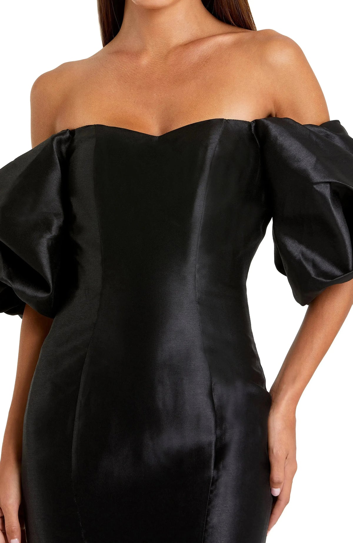 Luxurious Trumpet Off Shoulder Puff Sleeve Open Back Maxi For Women Evening Dress by YiHuiw