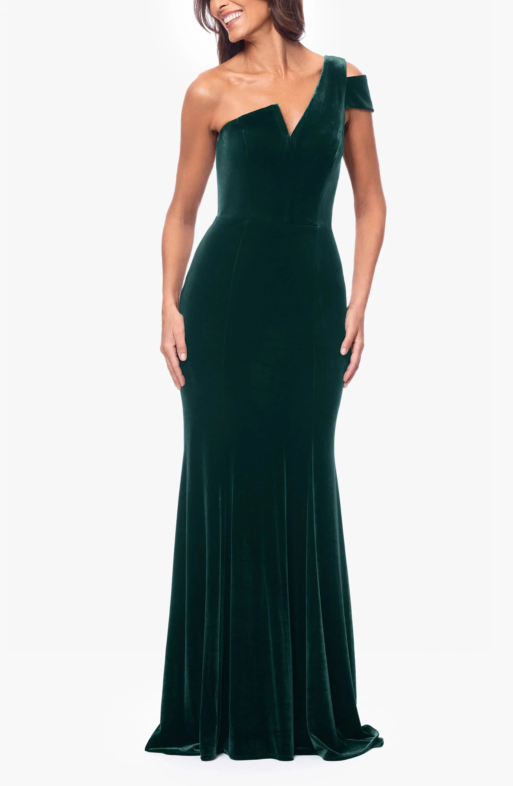 Luxurious Trumpet One Shoulder Cold Shoulder Zip Back Train Maxi For Ladies Evening Dress by YiHuiw