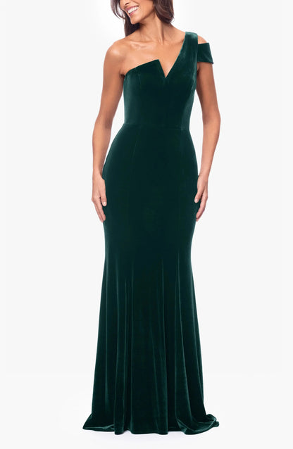 Luxurious Trumpet One Shoulder Cold Shoulder Zip Back Train Maxi For Ladies Evening Dress by YiHuiw