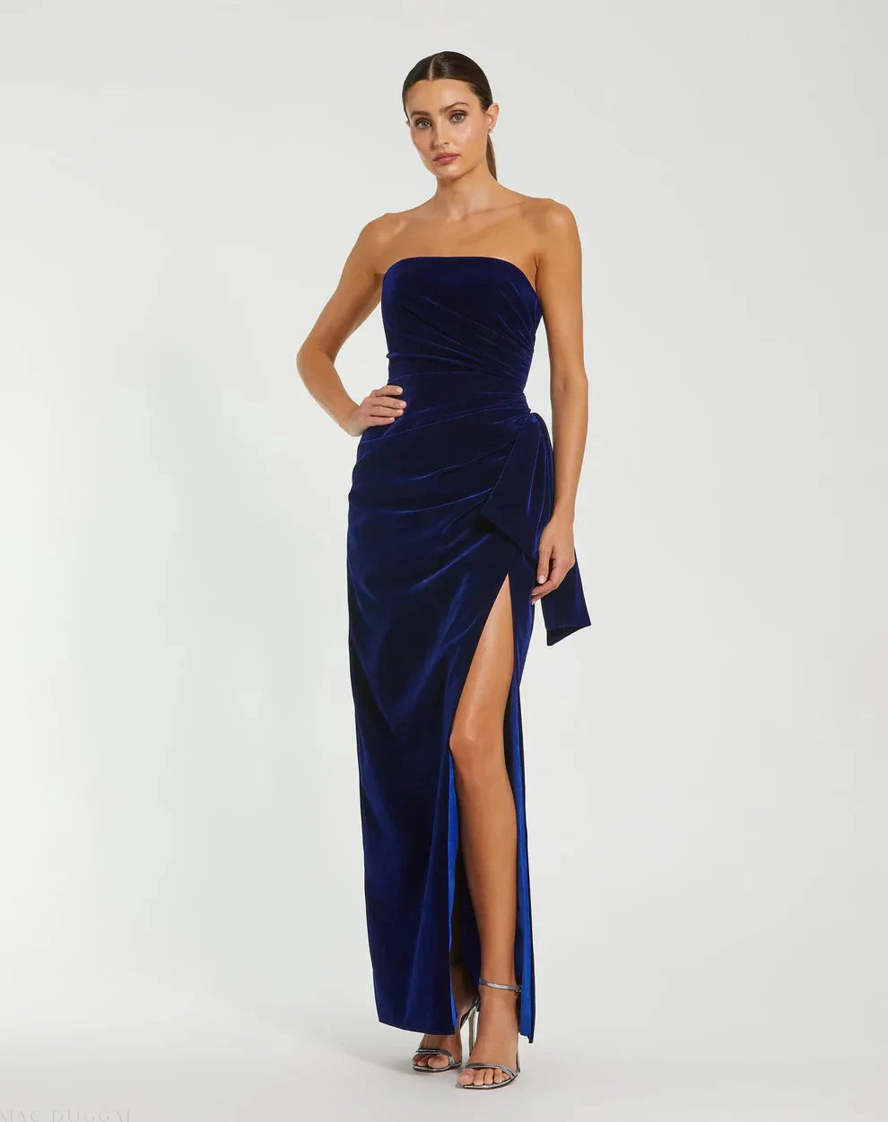 Luxurious Form-Fitting Mermaid Strapless Sweetheart Sleeveless Ruched Back Maxi Formal Evening Dress by LANQI DRESS