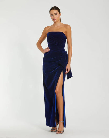 Luxurious Form-Fitting Mermaid Strapless Sweetheart Sleeveless Ruched Back Maxi Formal Evening Dress by LANQI DRESS