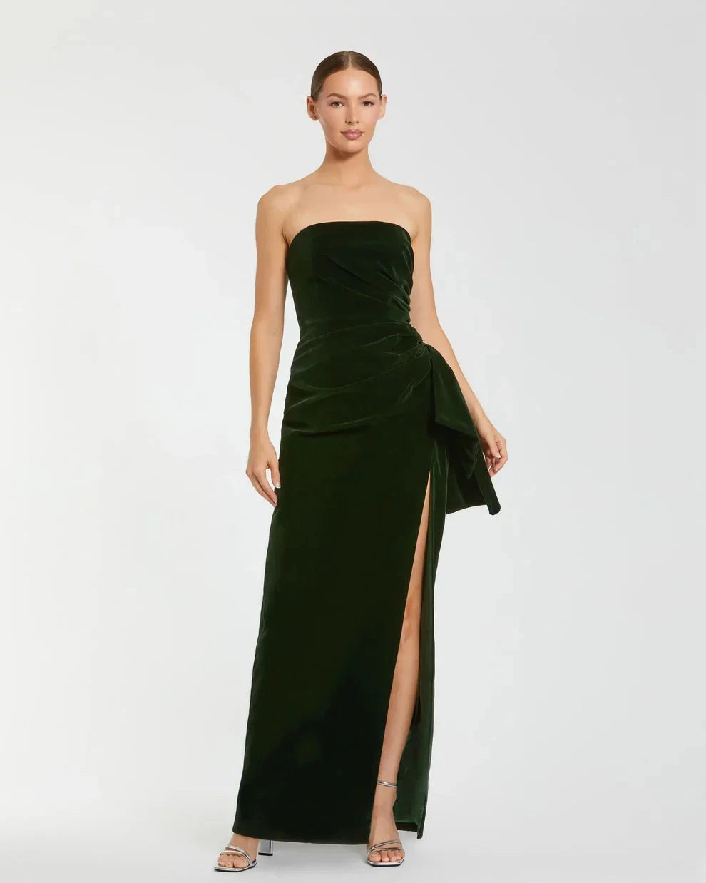 Luxurious Form-Fitting Mermaid Strapless Sweetheart Sleeveless Ruched Back Maxi Formal Evening Dress by LANQI DRESS