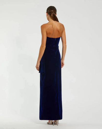 Luxurious Form-Fitting Mermaid Strapless Sweetheart Sleeveless Ruched Back Maxi Formal Evening Dress by LANQI DRESS