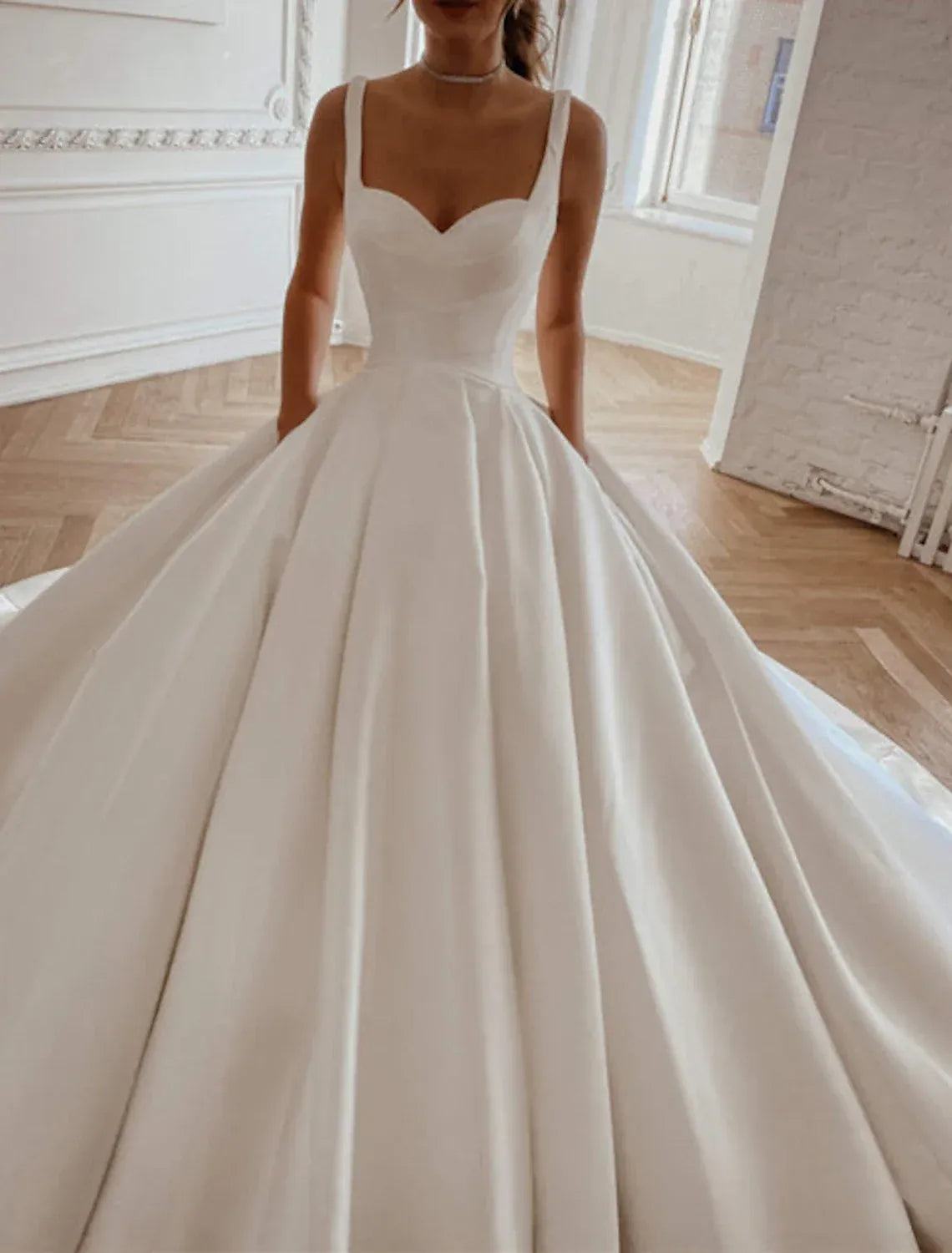 Ball Gown Sweetheart Open Back Train Wedding Gown - Yihuiw by Yihuiw
