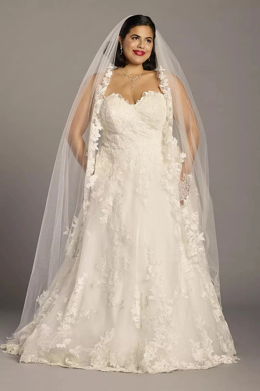 Luxury Cathedral Length Plain Tulle Bridal Wedding Veil by YiHuiw
