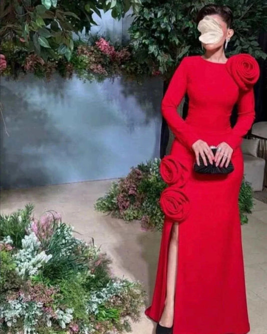 Luxury Red Mermaid Prom Dress Split Special Occasion Dresses Long simple gentle atmospheric and unique desi Bring summer colors to enhance whiteness by YiHuiw