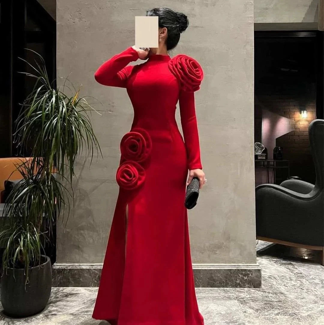 Luxury Red Mermaid Prom Dress Split Special Occasion Dresses Long simple gentle atmospheric and unique desi Bring summer colors to enhance whiteness by YiHuiw