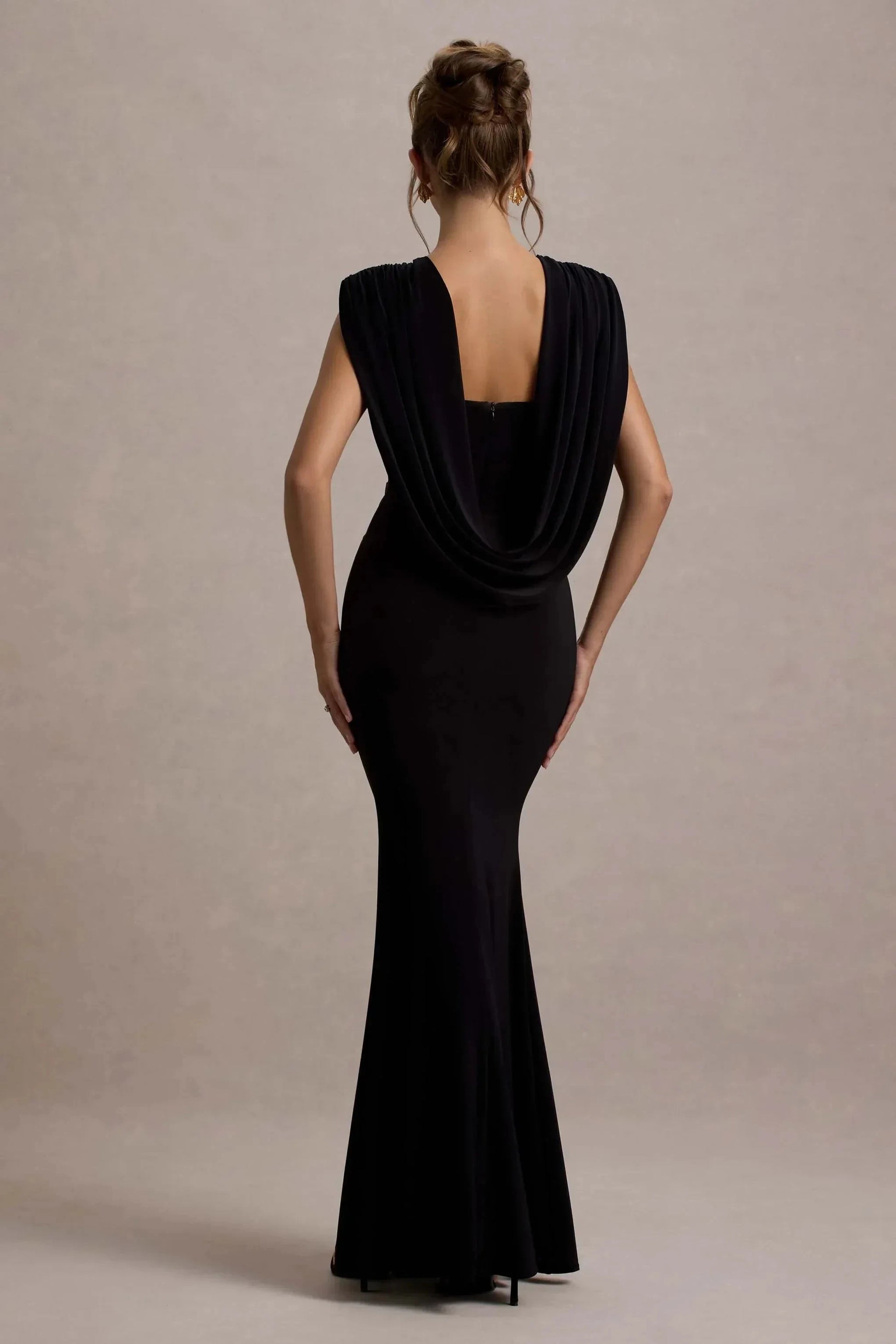 Majestic Mermaid Crew Neck Draped Accent Sleeveless Open Back Floor Length Prom Dress by YiHuiw