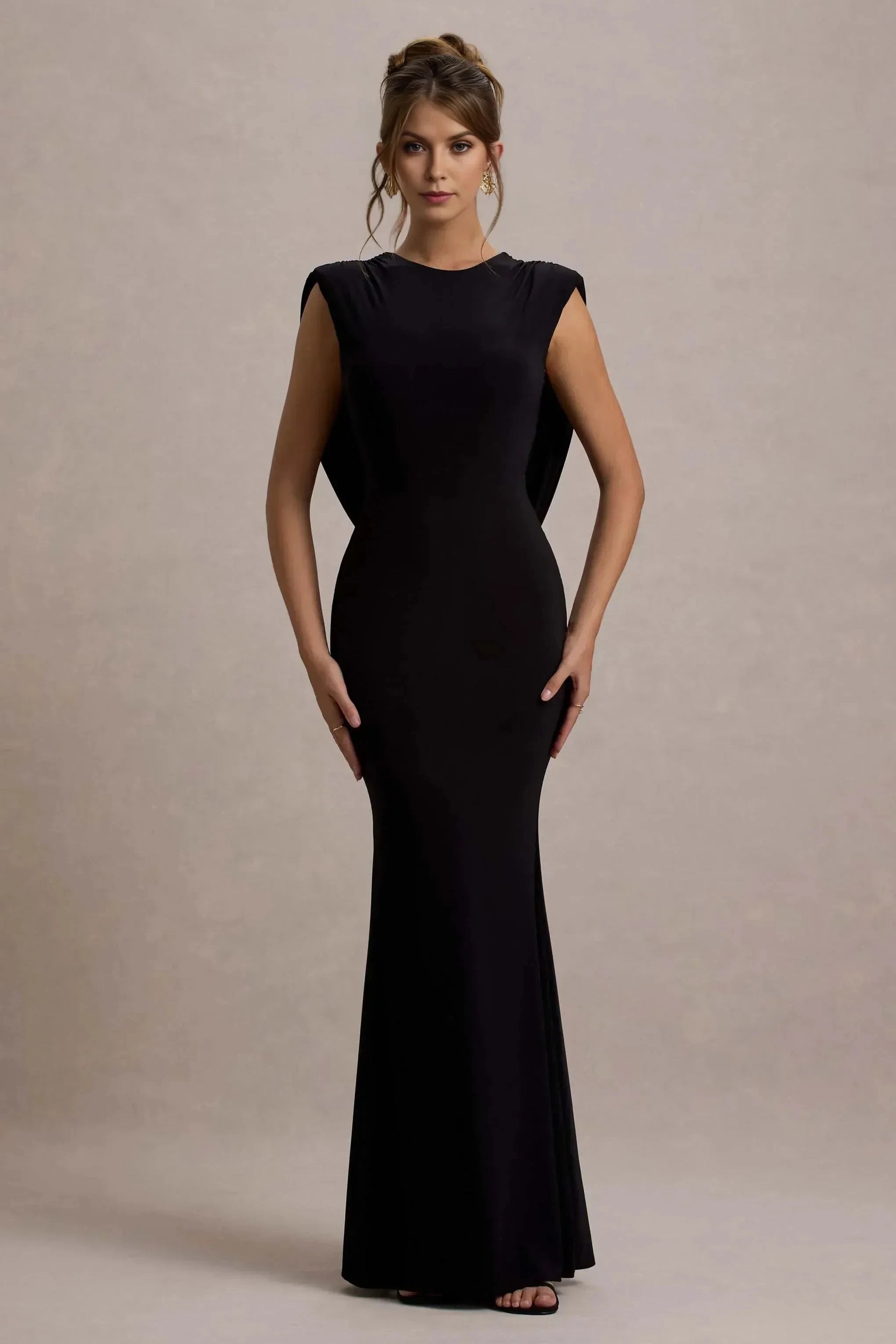 Majestic Mermaid Crew Neck Draped Accent Sleeveless Open Back Floor Length Prom Dress by YiHuiw