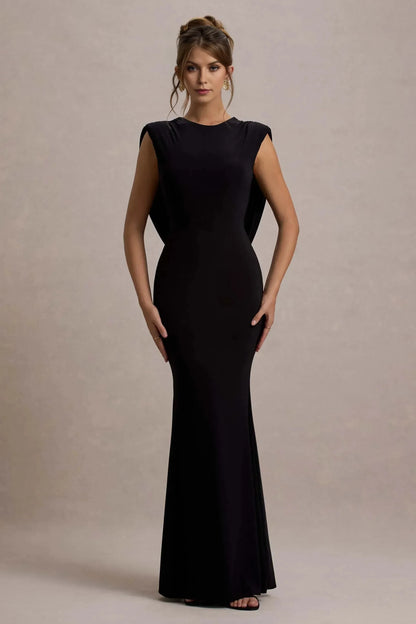 Majestic Mermaid Crew Neck Draped Accent Sleeveless Open Back Floor Length Prom Dress by YiHuiw