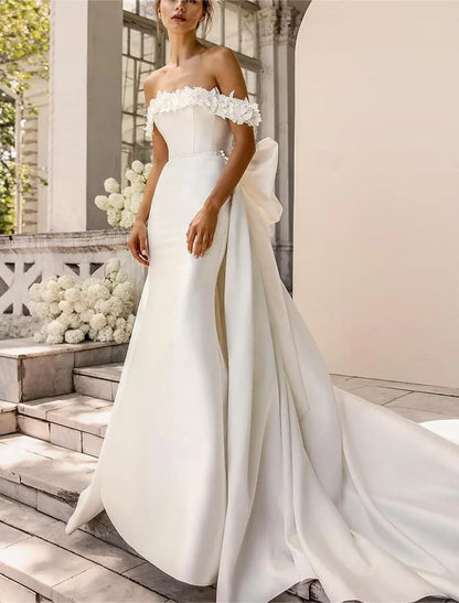 Mermaid Off-Shoulder Train Wedding Dress - Yihuiw by Yihuiw