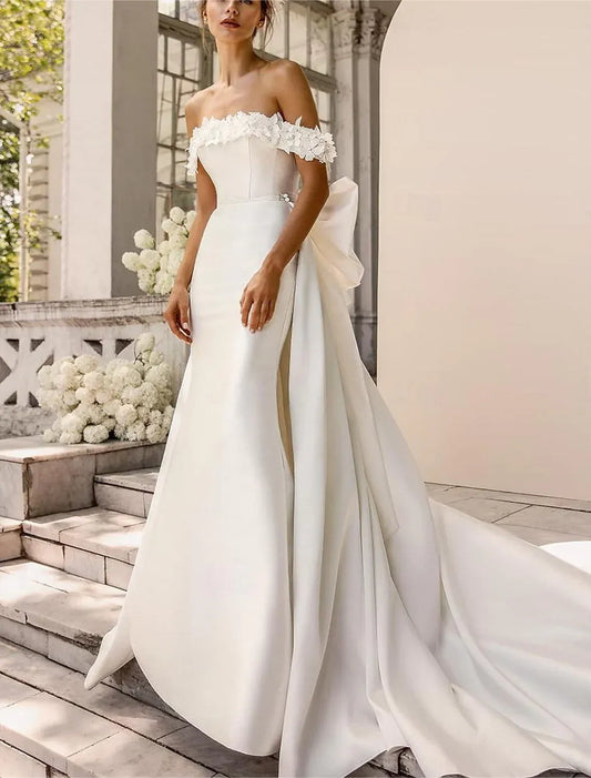 Mermaid Off-Shoulder Train Wedding Dress - Yihuiw by Yihuiw