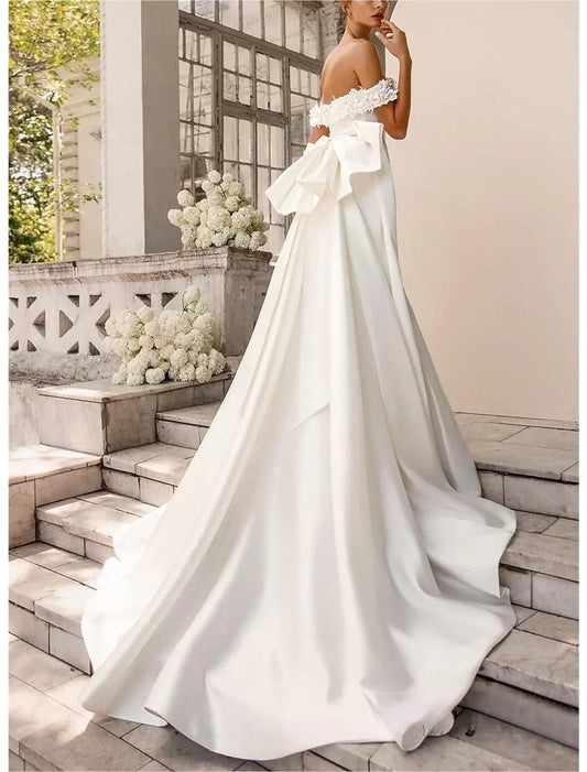 Mermaid Off-Shoulder Train Wedding Dress - Yihuiw by Yihuiw