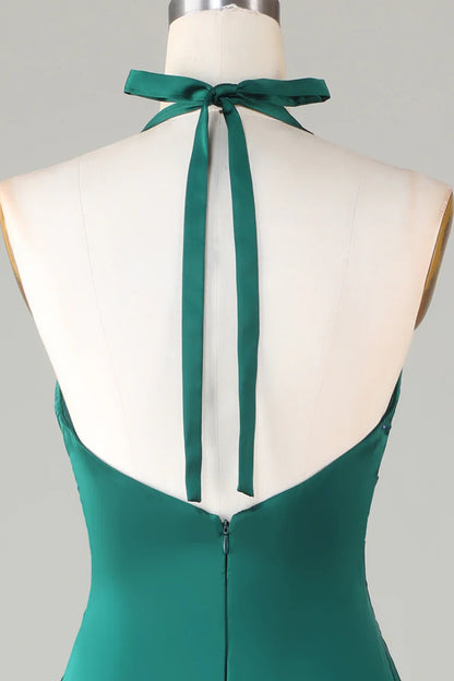 Green Mermaid Halter Wedding Dress - Yihuiw by Yihuiw
