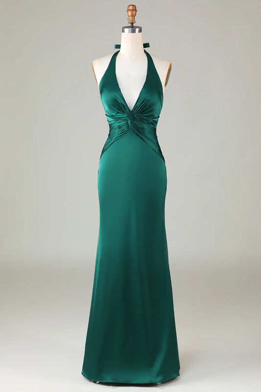 Green Mermaid Halter Wedding Dress - Yihuiw by Yihuiw