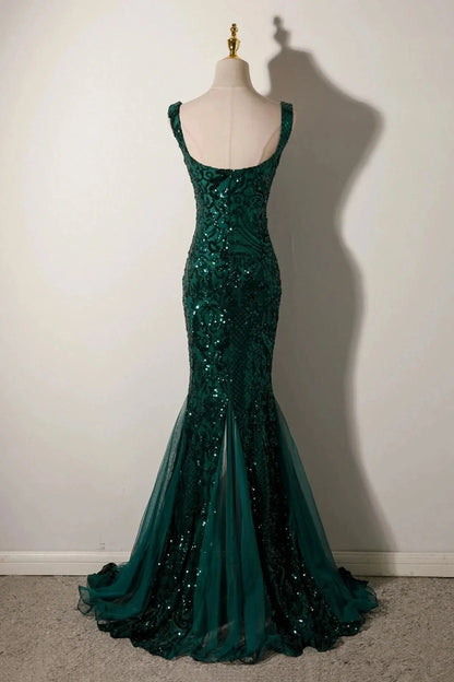 Mermaid Sequins Long Prom Dress Backless Evening Party Dress simple gentle atmospheric and unique desi Brin by YiHuiw