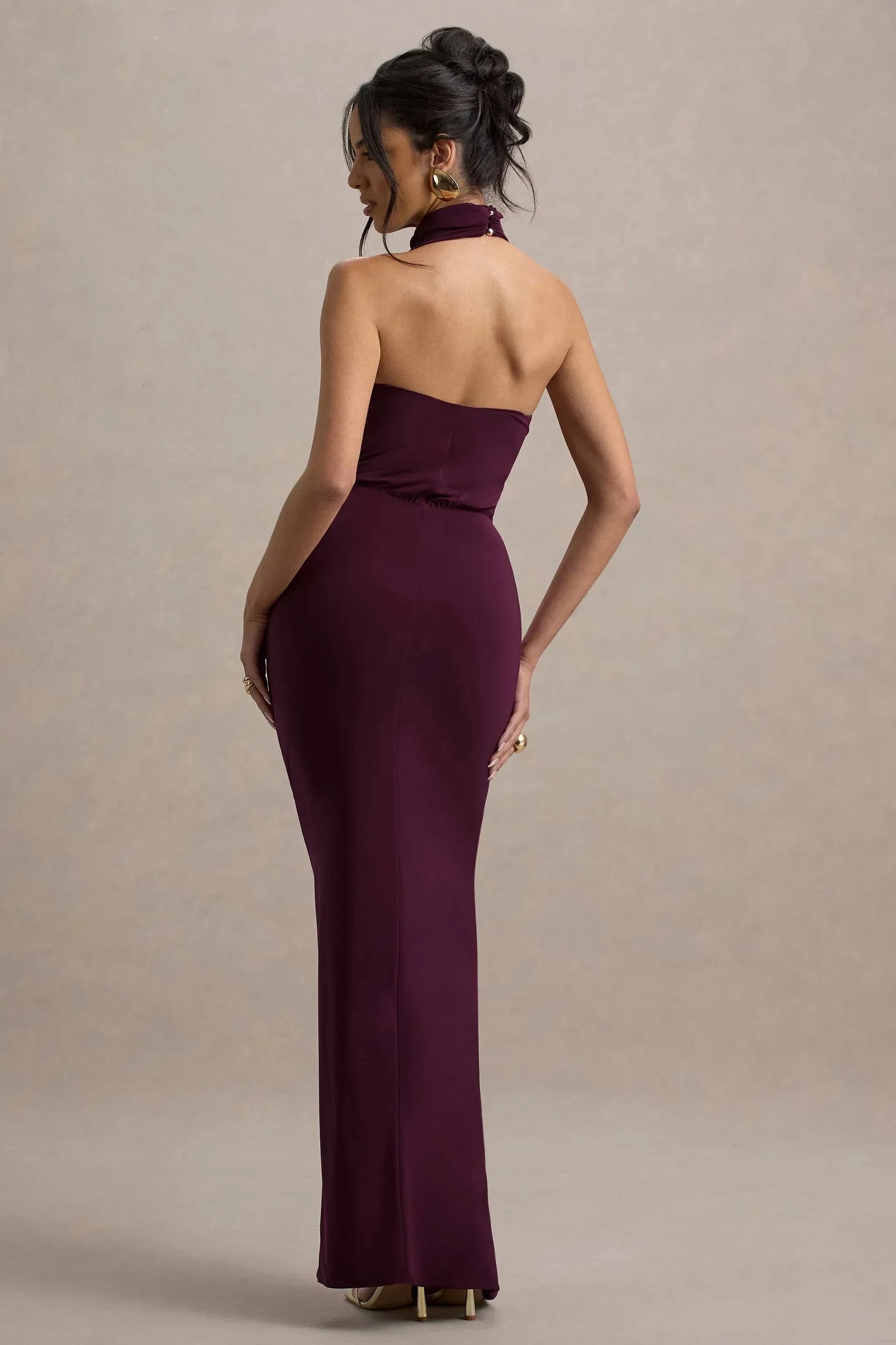 Mesmerizing Mermaid High Neck Sleeveless Ruched High Slit Floor Length Prom Dress by YiHuiw