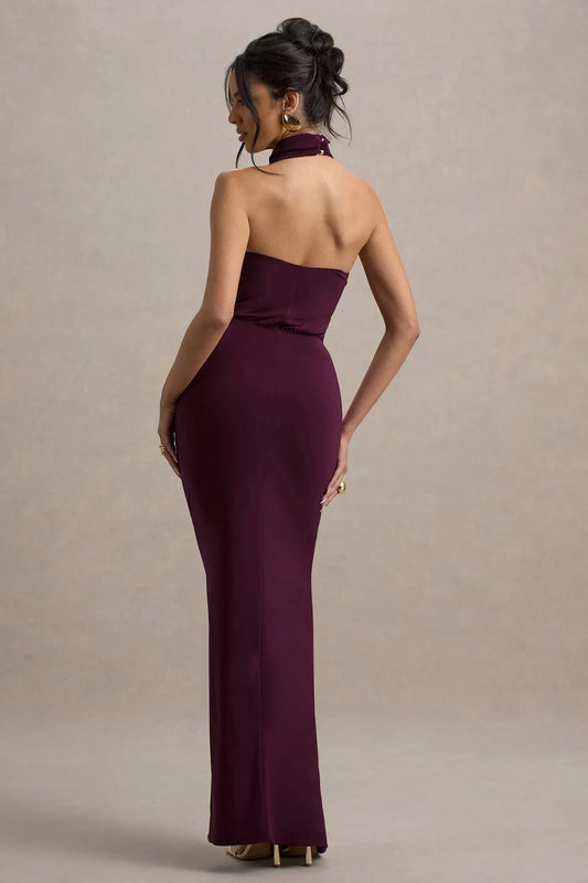 Mesmerizing Mermaid High Neck Sleeveless Ruched High Slit Floor Length Prom Dress by YiHuiw