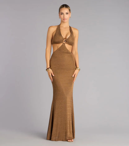 Mermaid Halter Sleeveless Cutout Floor-Length Wedding Dress - Yihuiw by Yihuiw