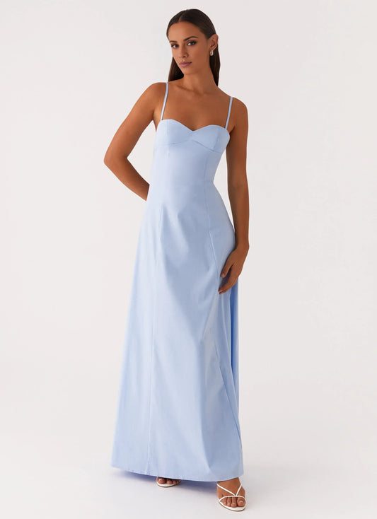 Minimalist-Lux Sweetheart Neck Sleeveless  Spaghetti-Strap Sweetheart Tie-Back Floor-Length Prom Dress
