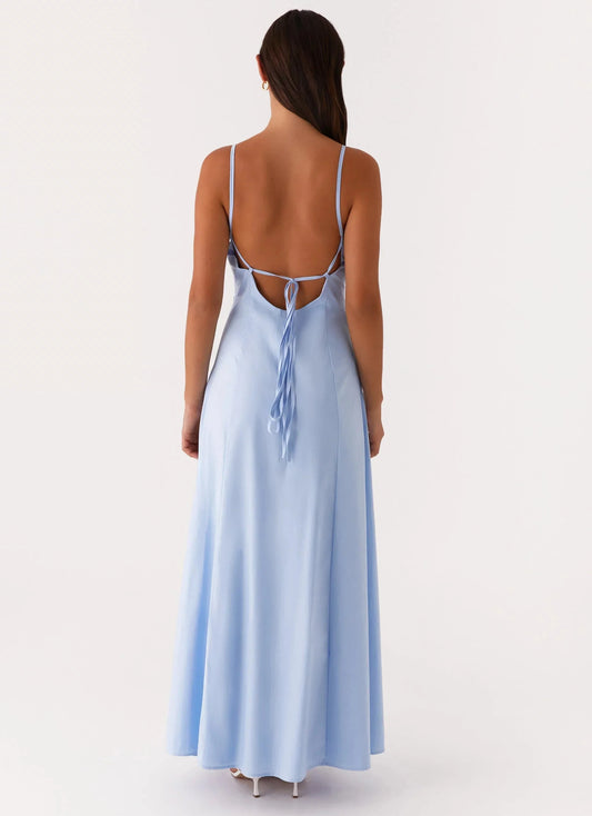 Minimalist-Lux Sweetheart Neck Sleeveless Spaghetti-Strap Sweetheart Tie-Back Floor-Length Prom Dress by YiHuiw