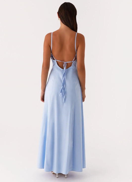 Minimalist-Lux Sweetheart Neck Sleeveless  Spaghetti-Strap Sweetheart Tie-Back Floor-Length Prom Dress