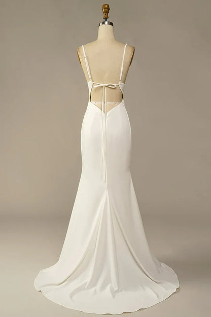 Mermaid Spaghetti Strap Floor-Length Wedding Dress - Yihuiw by Yihuiw