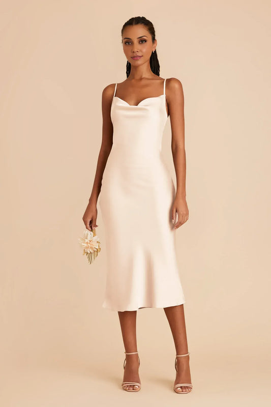 Spaghetti Strap Midi Wedding Dress - Yihuiw by Yihuiw