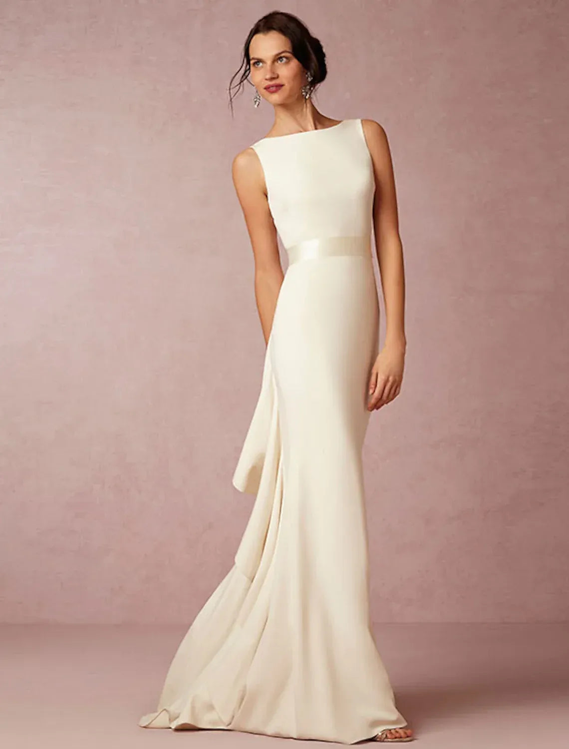 Mermaid Satin Sleeveless Ruffled Mini Wedding Dress - Yihuiw by Yihuiw