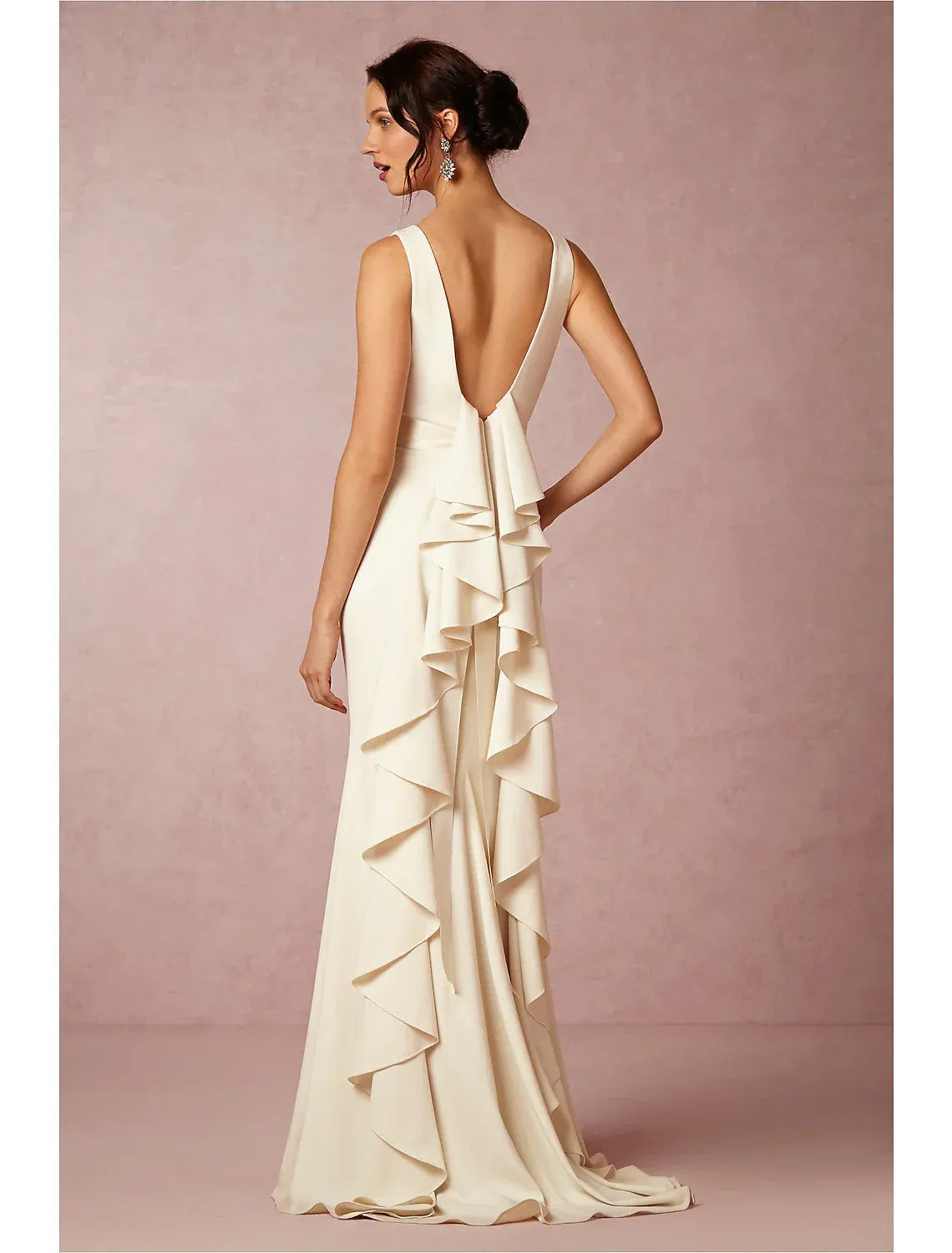 Mermaid Satin Sleeveless Ruffled Mini Wedding Dress - Yihuiw by Yihuiw