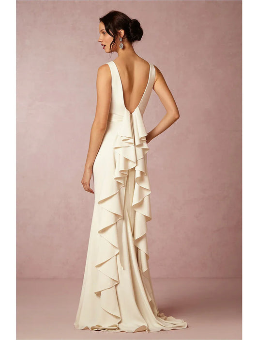 Mermaid Satin Sleeveless Ruffled Mini Wedding Dress - Yihuiw by Yihuiw