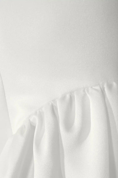 Minimalist Luxe A-Line Spaghetti-Strap V-Neck Satin Pleated Skirt Low-Back Wedding Dress by YiHuiw
