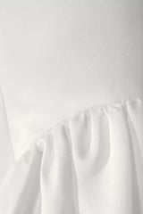 Minimalist Luxe A-Line Spaghetti-Strap V-Neck Satin Pleated Skirt Low-Back Wedding Dress