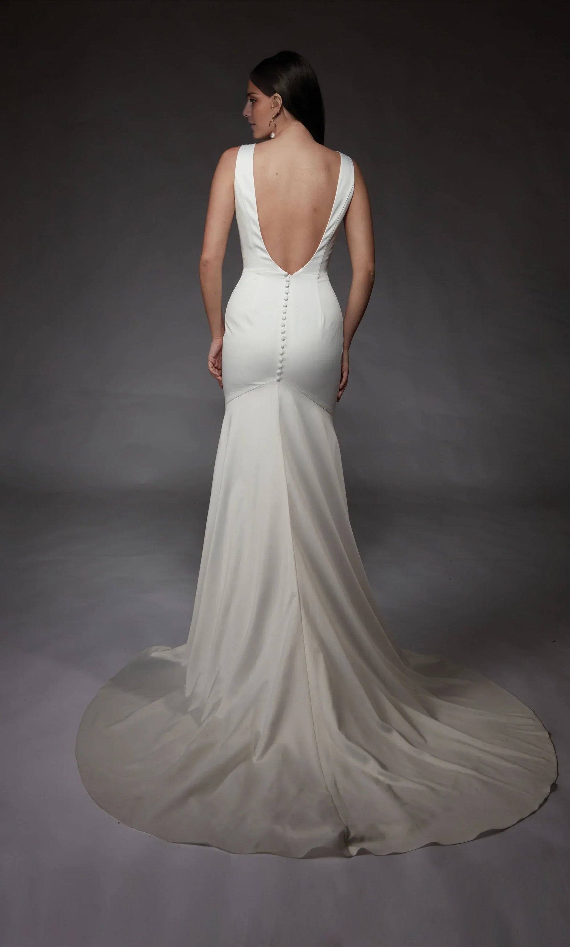 Mermaid Crepe Sleeveless High Slit Mini Wedding Dress - Yihuiw by Yihuiw